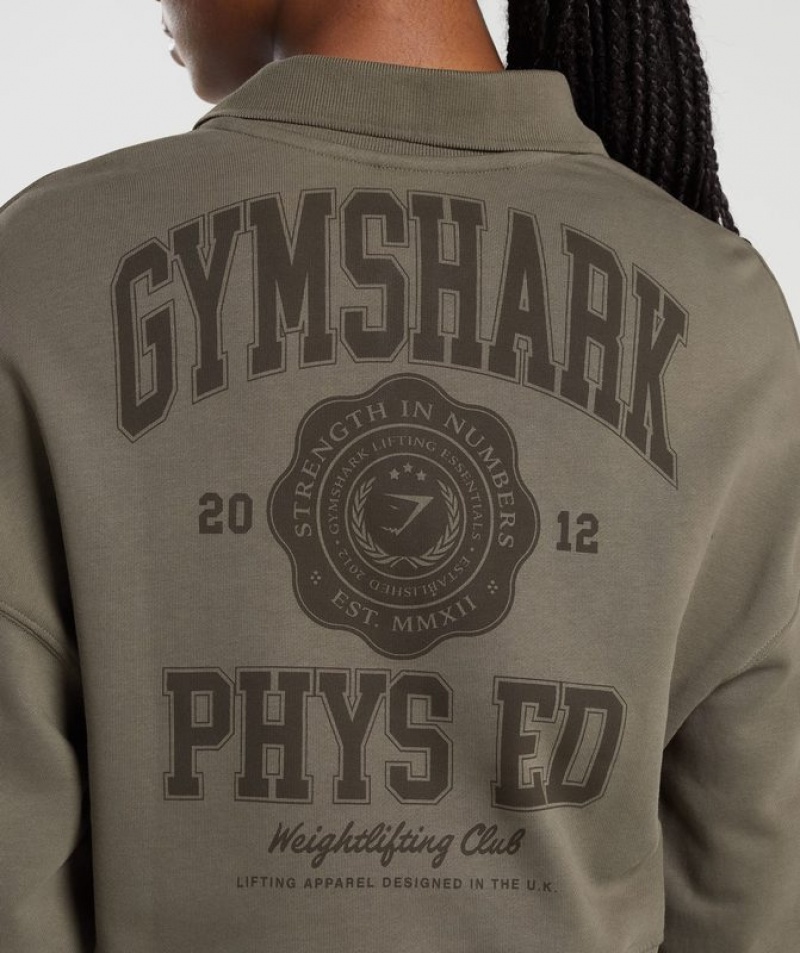 Pullovers Gymshark Phys Ed Estampadas 1/4 Zip Camuflaje Marrones | QRDXI1759