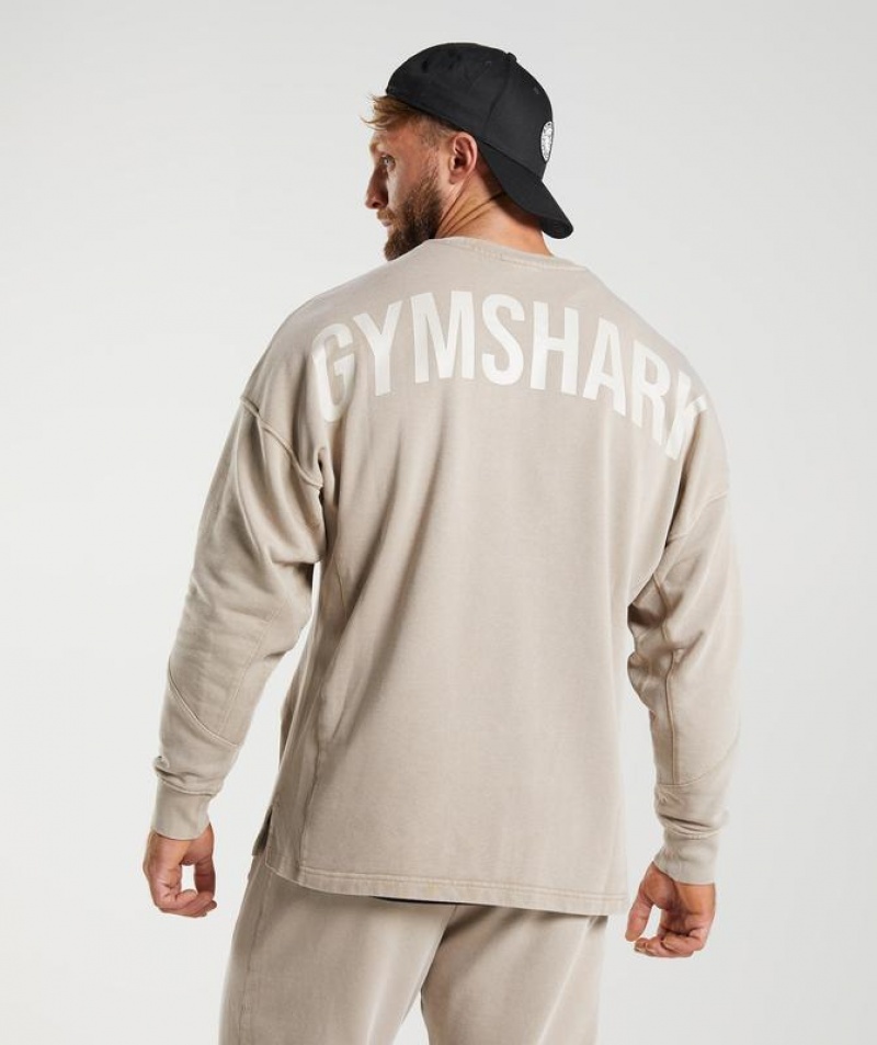 Pullovers Gymshark Power Washed Crew Marrones | UQDFK8941