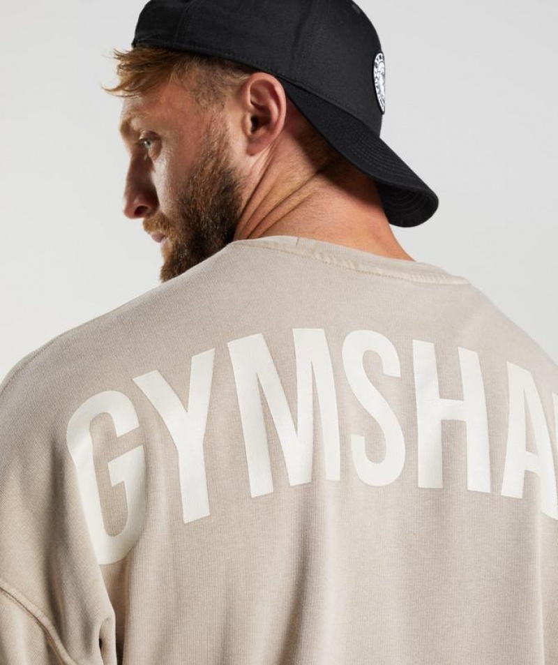 Pullovers Gymshark Power Washed Crew Marrones | UQDFK8941