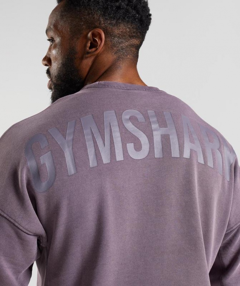 Pullovers Gymshark Power Washed Crew Musk Lilac | DUTKG8071