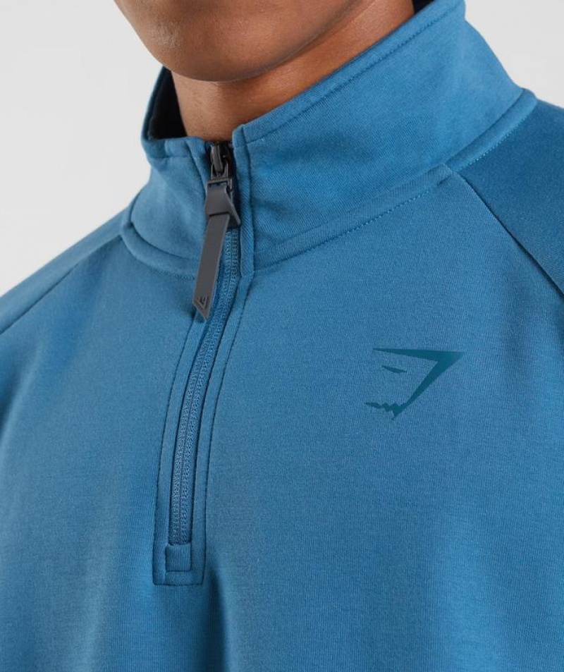 Pullovers Gymshark Rest Day 1/4 Zip Azules | WKMEU6273