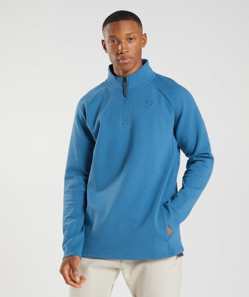 Pullovers Gymshark Rest Day 1/4 Zip Azules | WKMEU6273