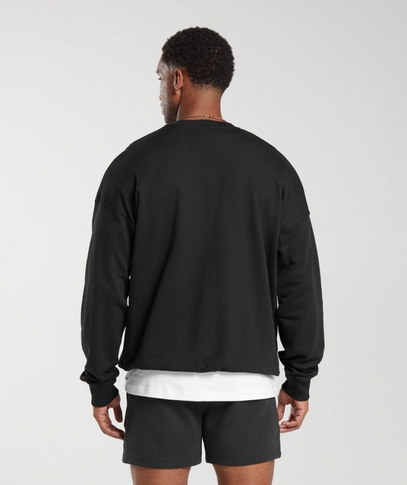 Pullovers Gymshark Rest Day Essential Crew Negras | QIHMW6981