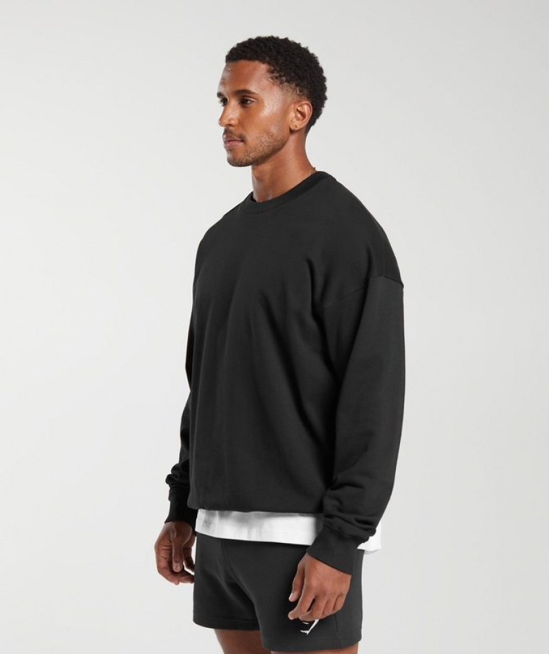 Pullovers Gymshark Rest Day Essential Crew Negras | QIHMW6981