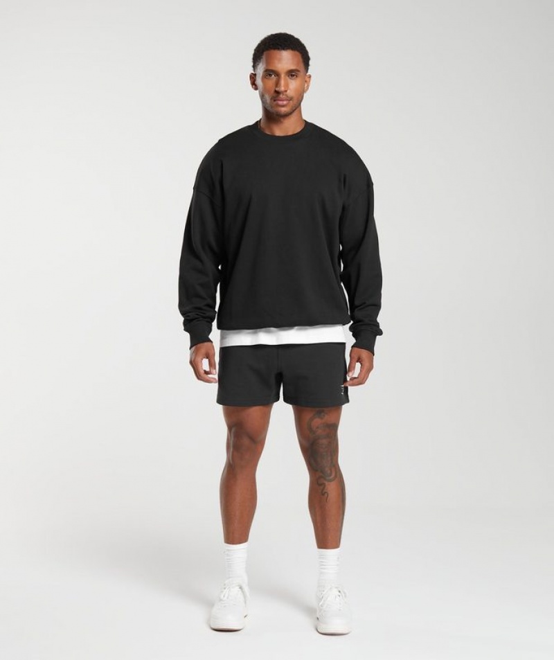 Pullovers Gymshark Rest Day Essential Crew Negras | QIHMW6981