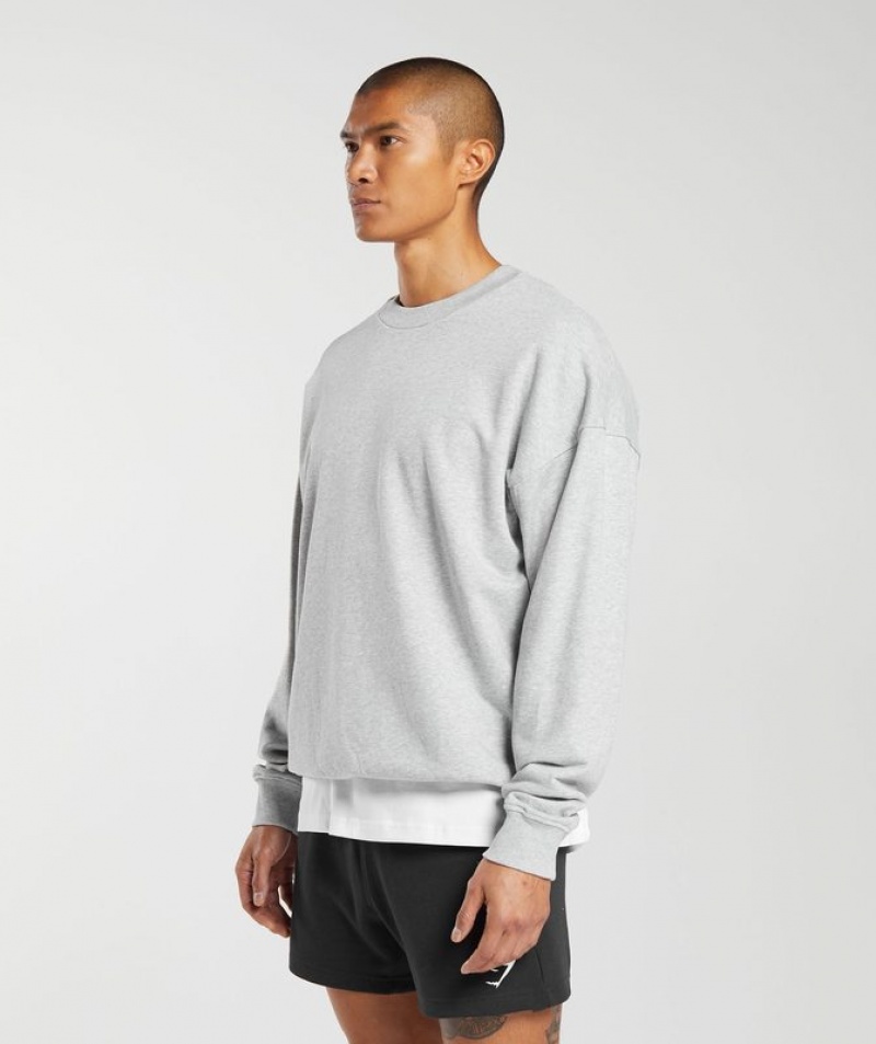 Pullovers Gymshark Rest Day Essential Crew Gris Claro | UNLCQ8624