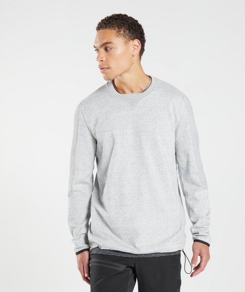 Pullovers Gymshark Retake Crew Gris Claro | DATBQ9531