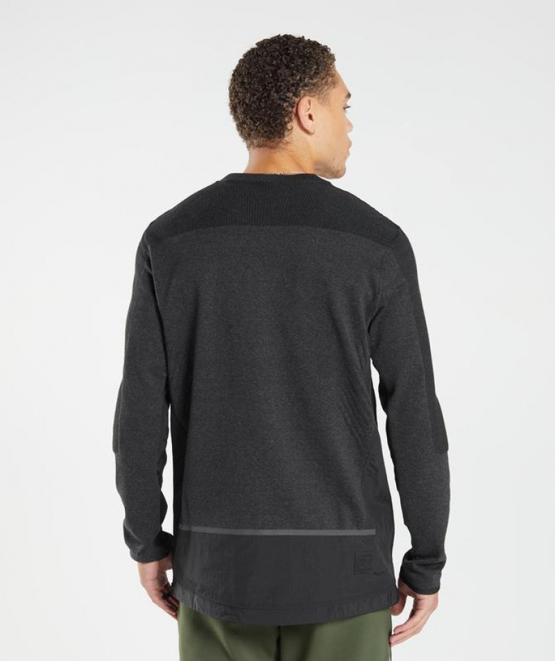 Pullovers Gymshark Retake Crew Negras | ABMFL3091