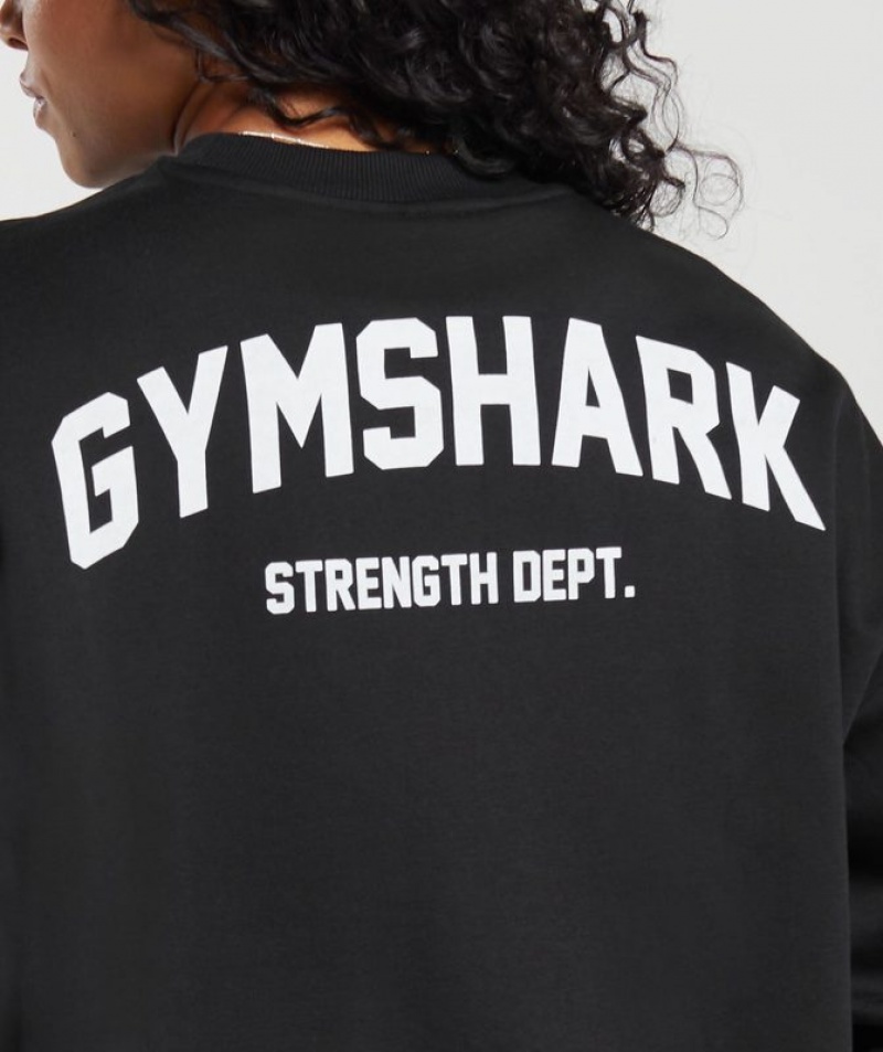 Pullovers Gymshark Strength Department Estampadas Oversized Sweatshirt Negras | AYOQI6879