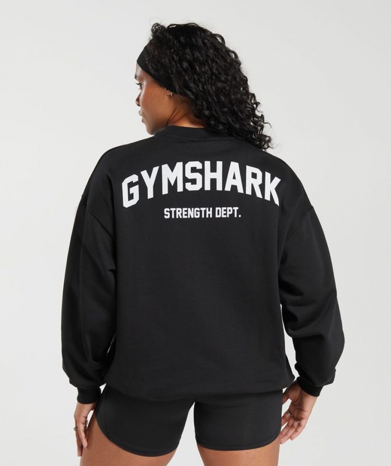 Pullovers Gymshark Strength Department Estampadas Oversized Sweatshirt Negras | AYOQI6879