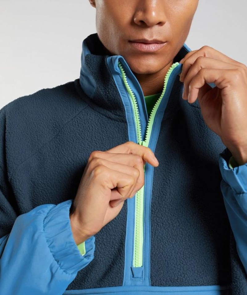 Pullovers Gymshark Vibes Fleece 1/4 Zip Azules | GSDLO0351