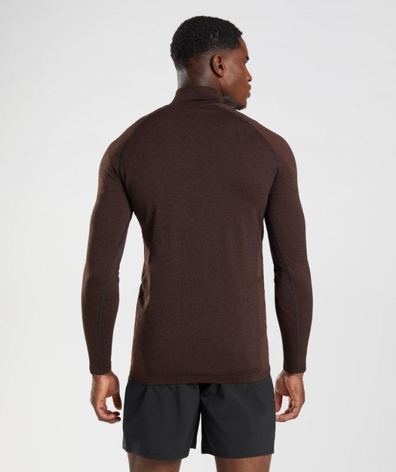 Pullovers Gymshark Vital 1/4 Zip Cherry Brown/Black | SMEZH4251