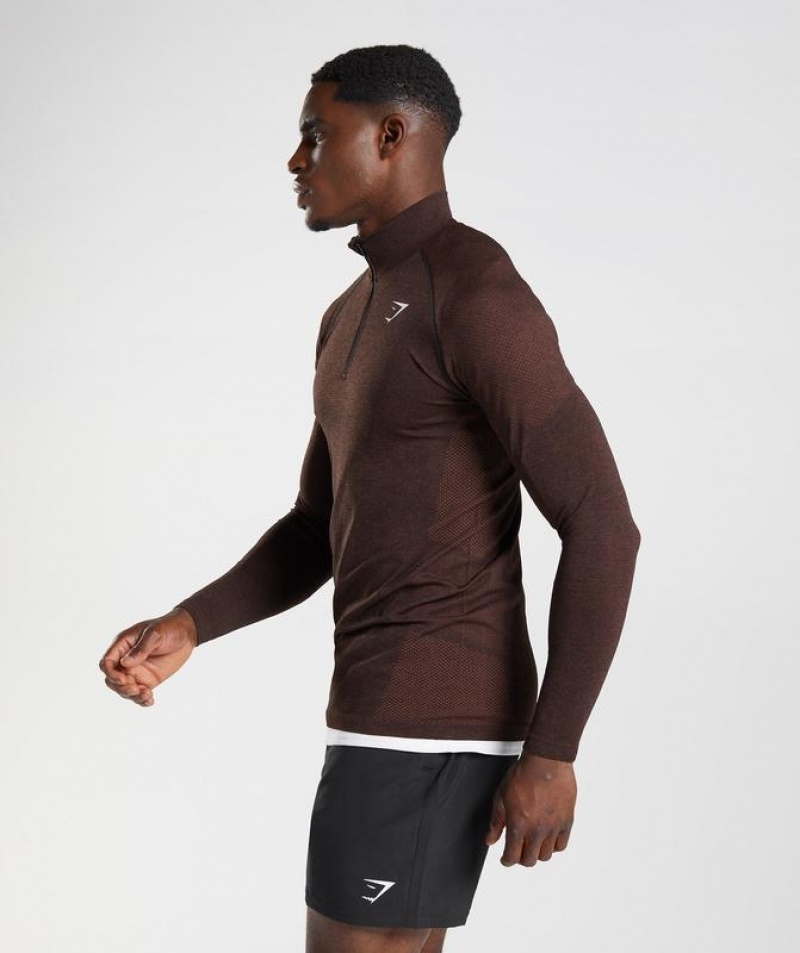 Pullovers Gymshark Vital 1/4 Zip Cherry Brown/Black | SMEZH4251