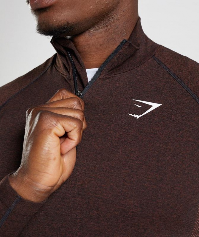 Pullovers Gymshark Vital 1/4 Zip Cherry Brown/Black | SMEZH4251