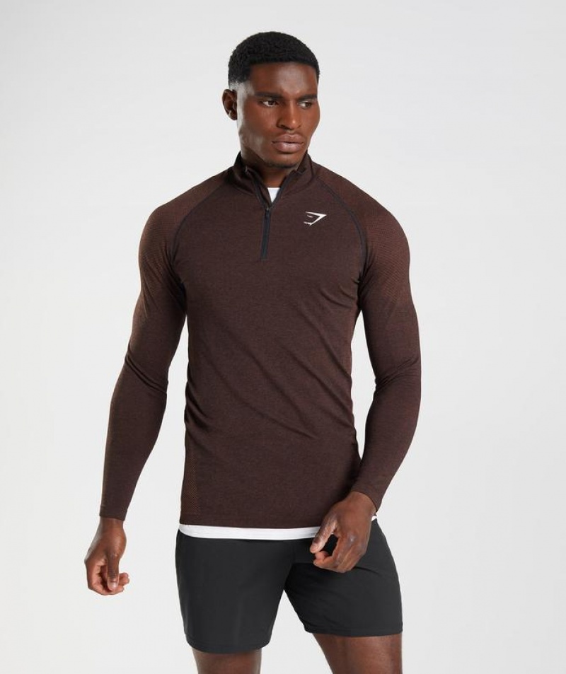 Pullovers Gymshark Vital 1/4 Zip Cherry Brown/Black | SMEZH4251