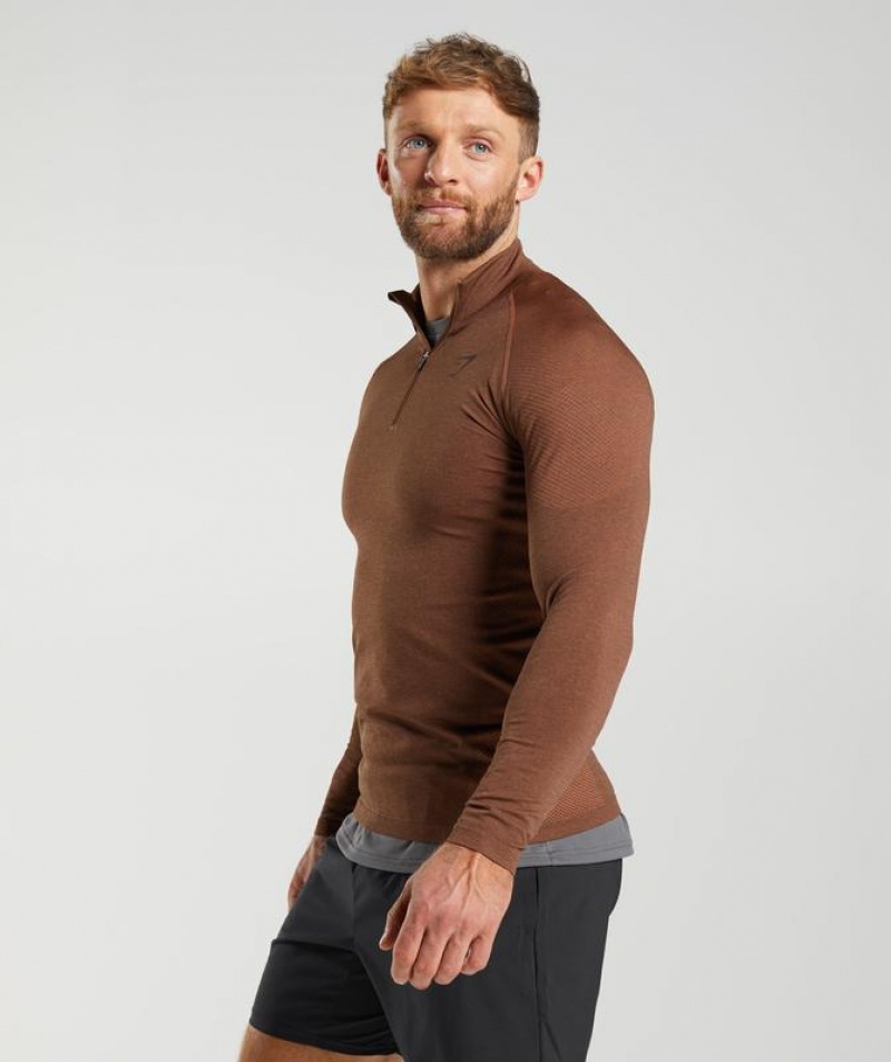 Pullovers Gymshark Vital 1/4 Zip Marrones | PSIXH4761