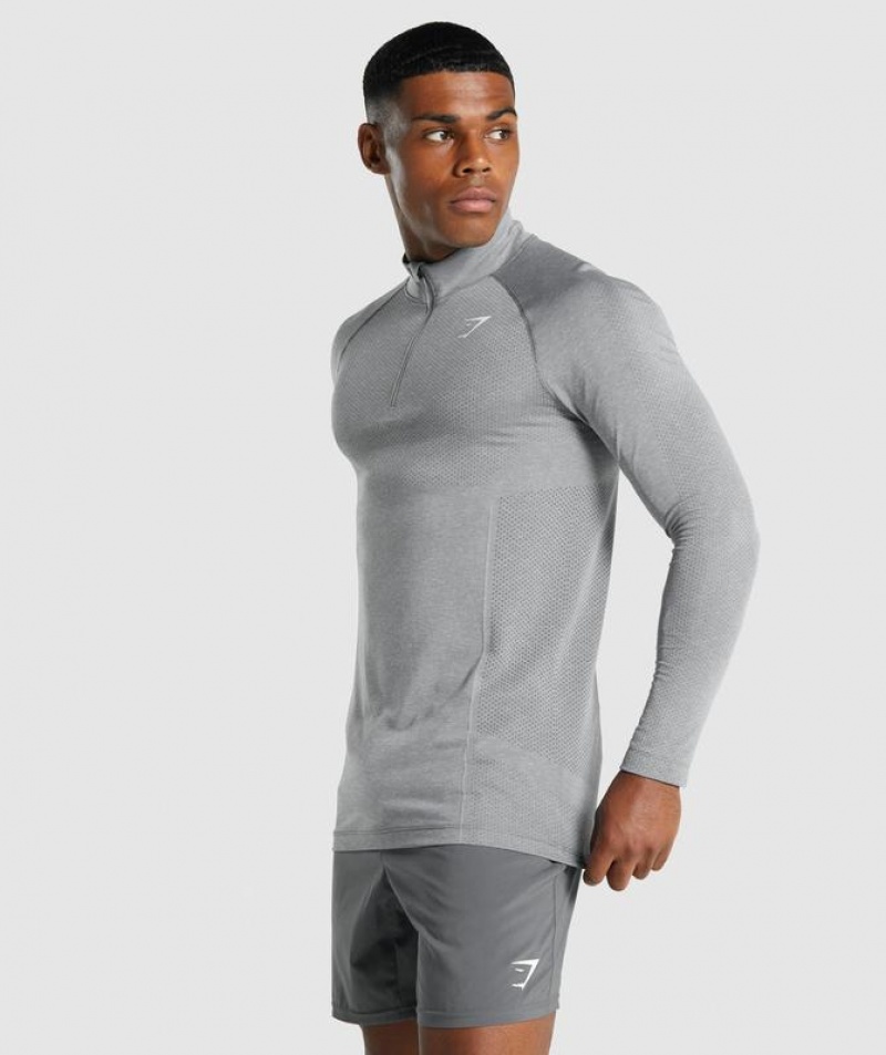 Pullovers Gymshark Vital Light 1/4 Zip Charcoal Marl | LGCWH6324