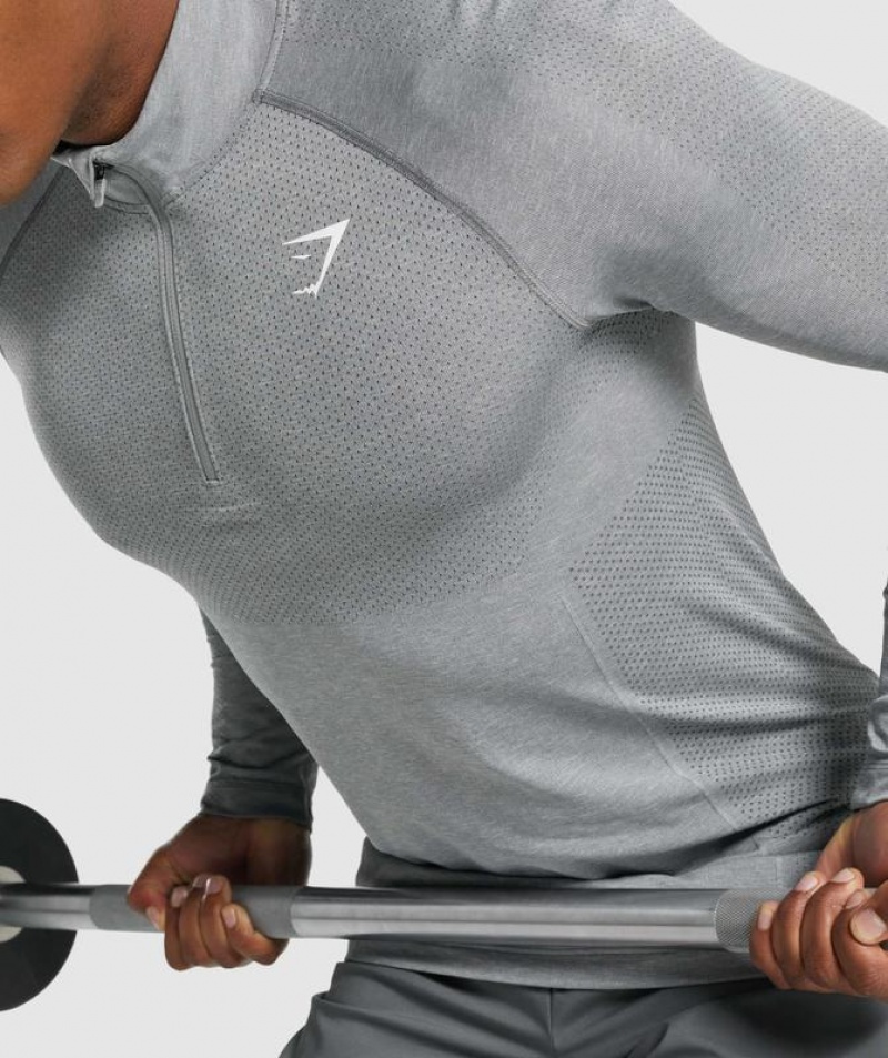 Pullovers Gymshark Vital Light 1/4 Zip Charcoal Marl | LGCWH6324