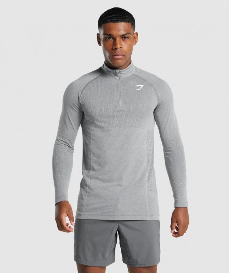 Pullovers Gymshark Vital Light 1/4 Zip Charcoal Marl | LGCWH6324