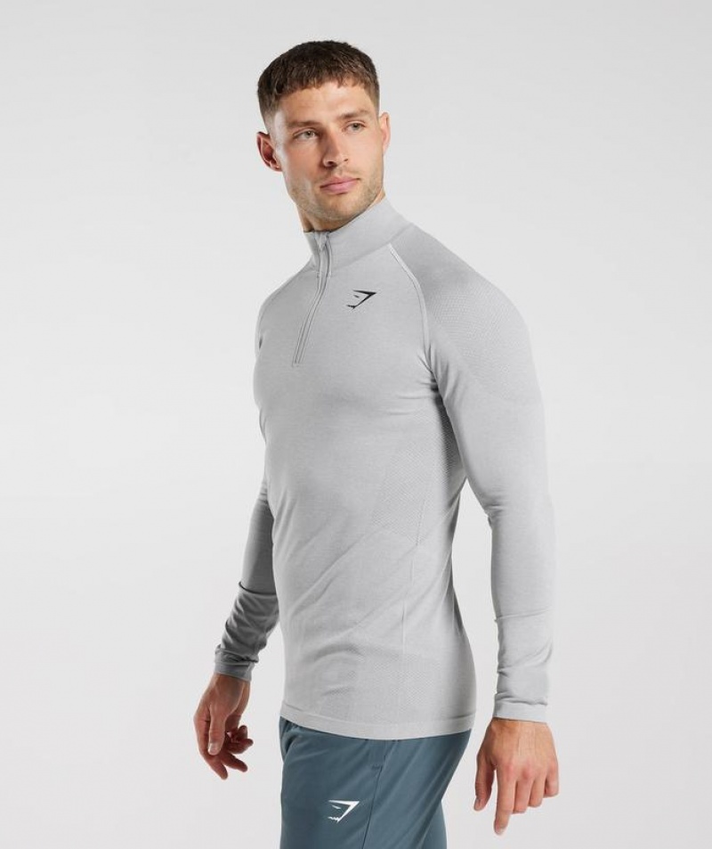 Pullovers Gymshark Vital Seamless 1/4 Zip Verde Menta Gris | GQSYH6329