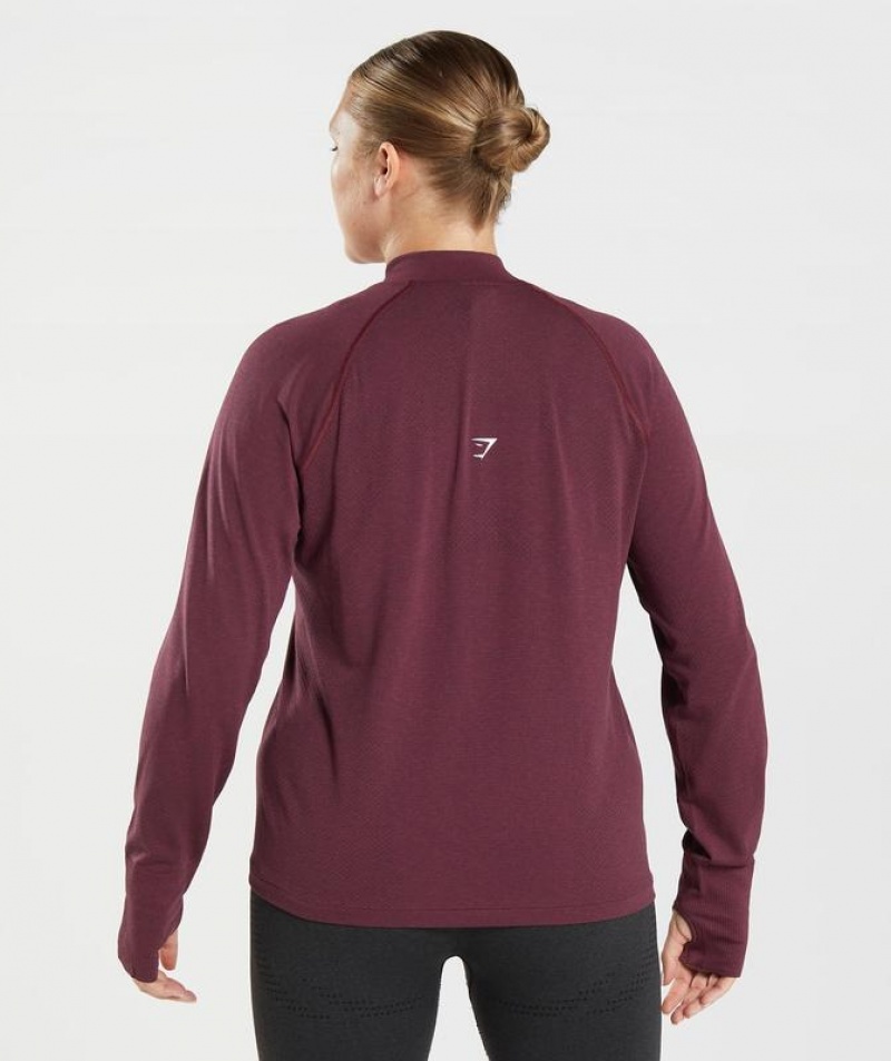 Pullovers Gymshark Vital Seamless 2.0 1/2 Zip Pullover Burdeos | QMKSW7308