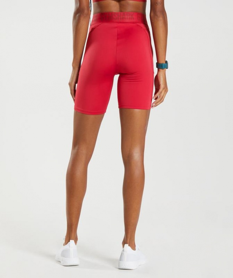 Short Gymshark Entrenamiento Brandmark Cycling Shorts Rojas | ELWKD3689