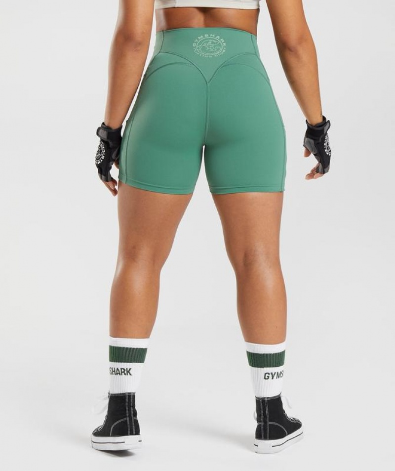 Short Gymshark Legacy Ruched Tight Shorts Verde | BFQYP1732