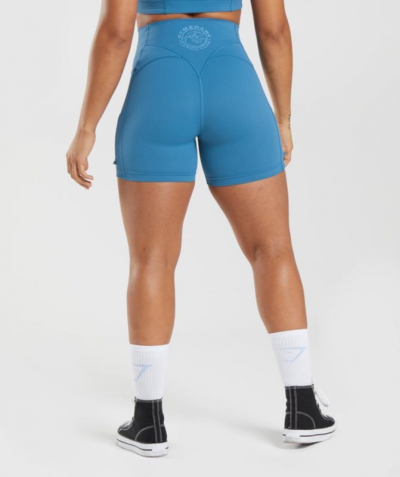 Short Gymshark Legacy Ruched Tight Shorts Azules | VFIPT5937