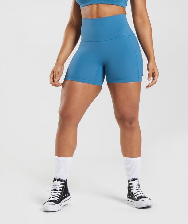 Short Gymshark Legacy Ruched Tight Shorts Azules | VFIPT5937