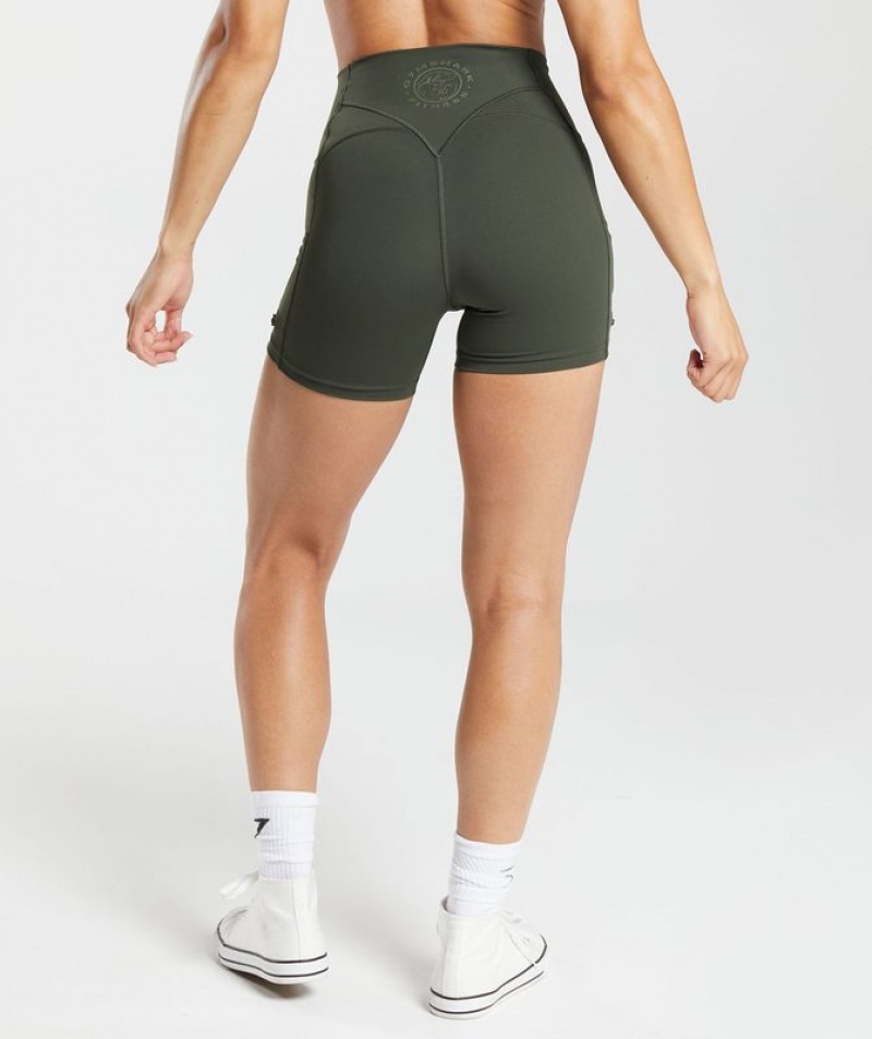 Short Gymshark Legacy Tight Shorts Verde Oliva Oscuro Verde | UGQMN2583