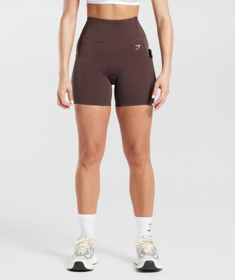 Short Gymshark Pocket Shorts Chocolate Marrones | VONET0756