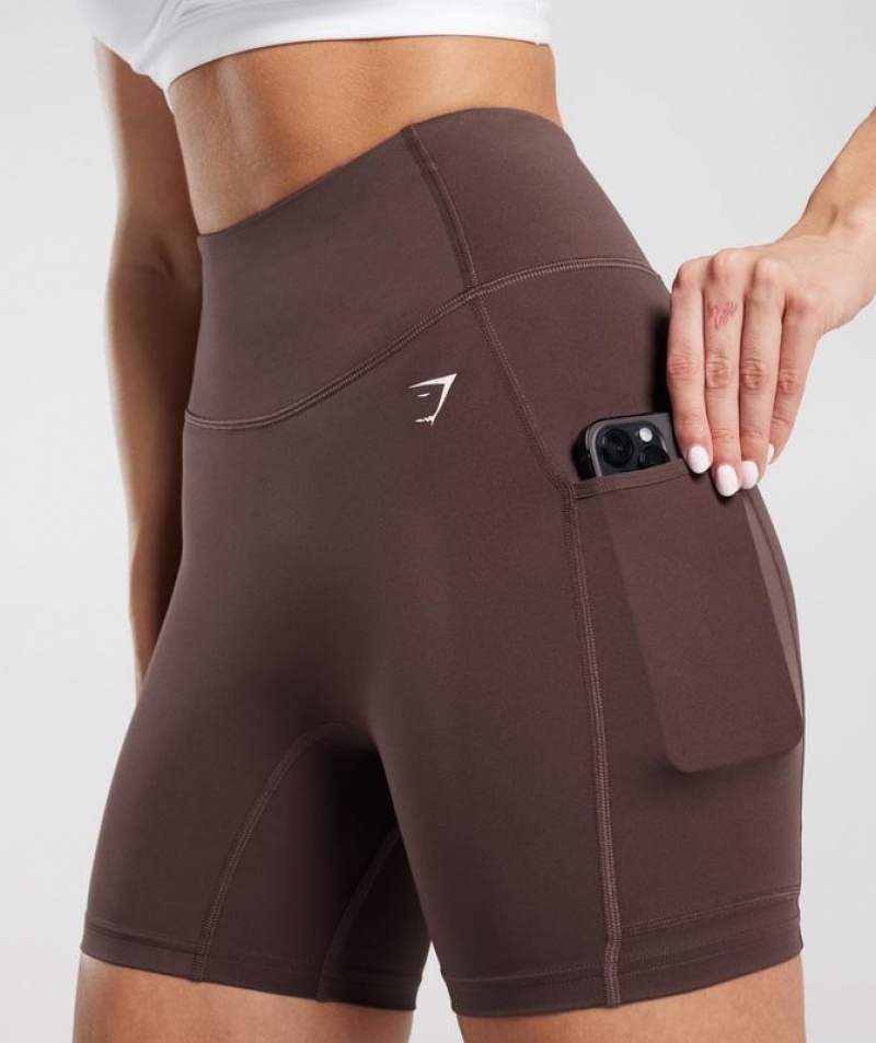 Short Gymshark Pocket Shorts Chocolate Marrones | VONET0756