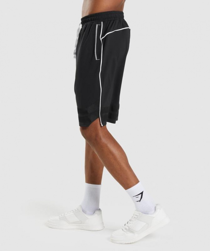 Short Gymshark Recess Basketball Shorts Black/White | GKRJZ1204