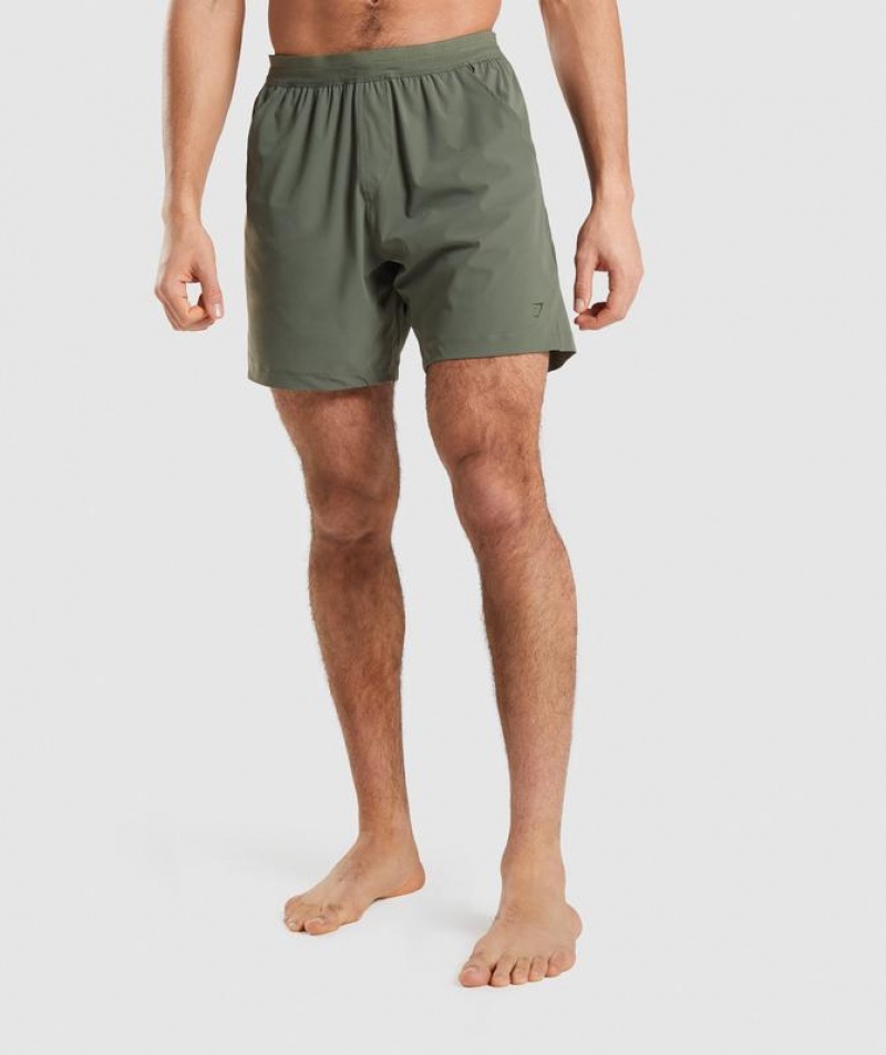 Short Gymshark Studio Shorts Verde Oliva | TNRIU5694