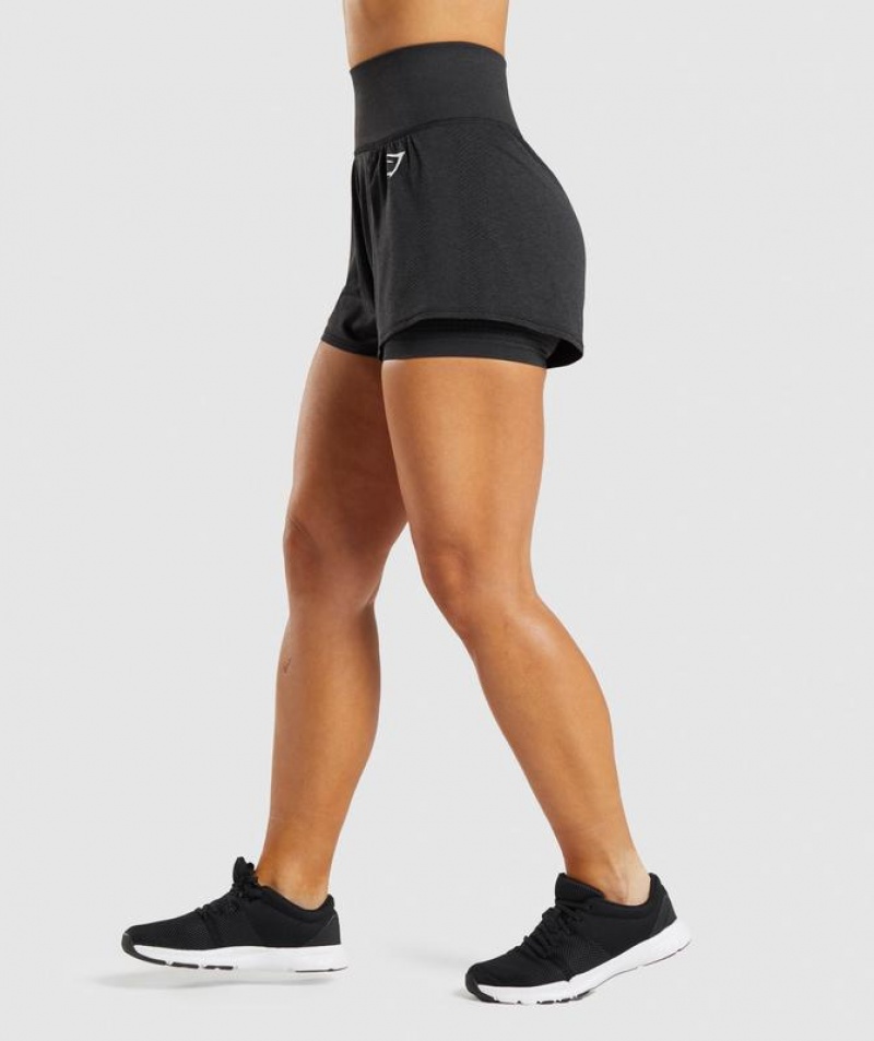 Short Gymshark Vital Seamless 2.0 2-in-1 Shorts Negras | LMVKC8593