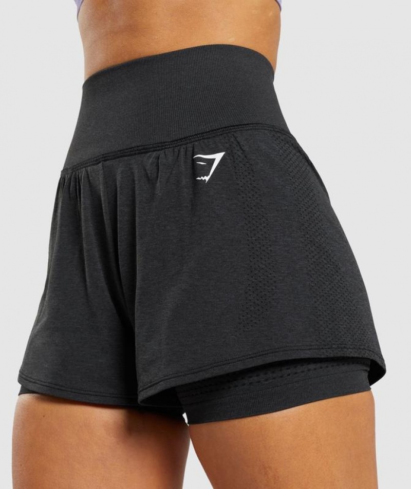 Short Gymshark Vital Seamless 2.0 2-in-1 Shorts Negras | LMVKC8593