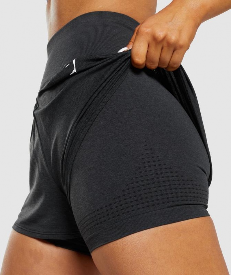 Short Gymshark Vital Seamless 2.0 2-in-1 Shorts Negras | LMVKC8593