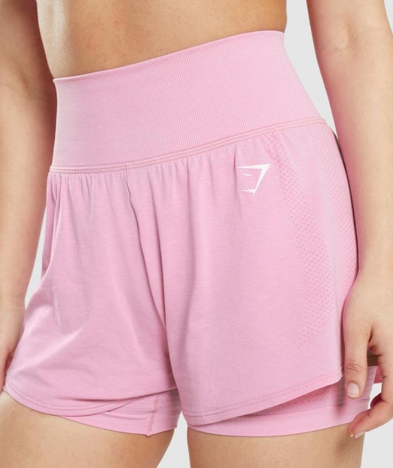 Short Gymshark Vital Seamless 2.0 2-in-1 Shorts Rosas | YRWBE5234