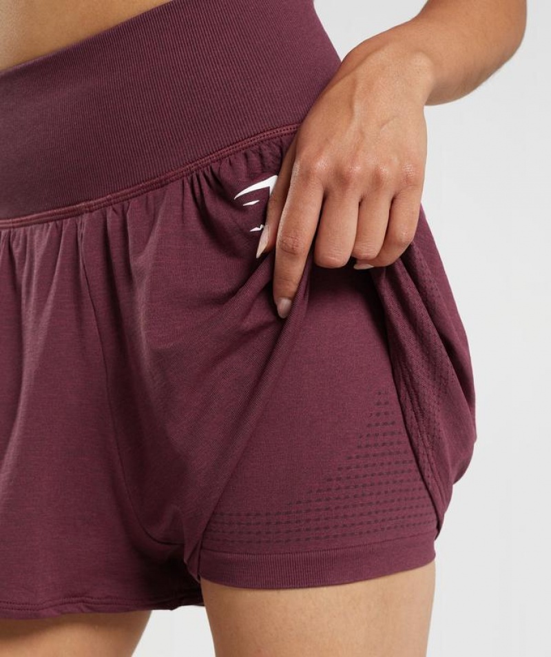 Short Gymshark Vital Seamless 2.0 2-in-1 Shorts Burdeos | HRYUX9372