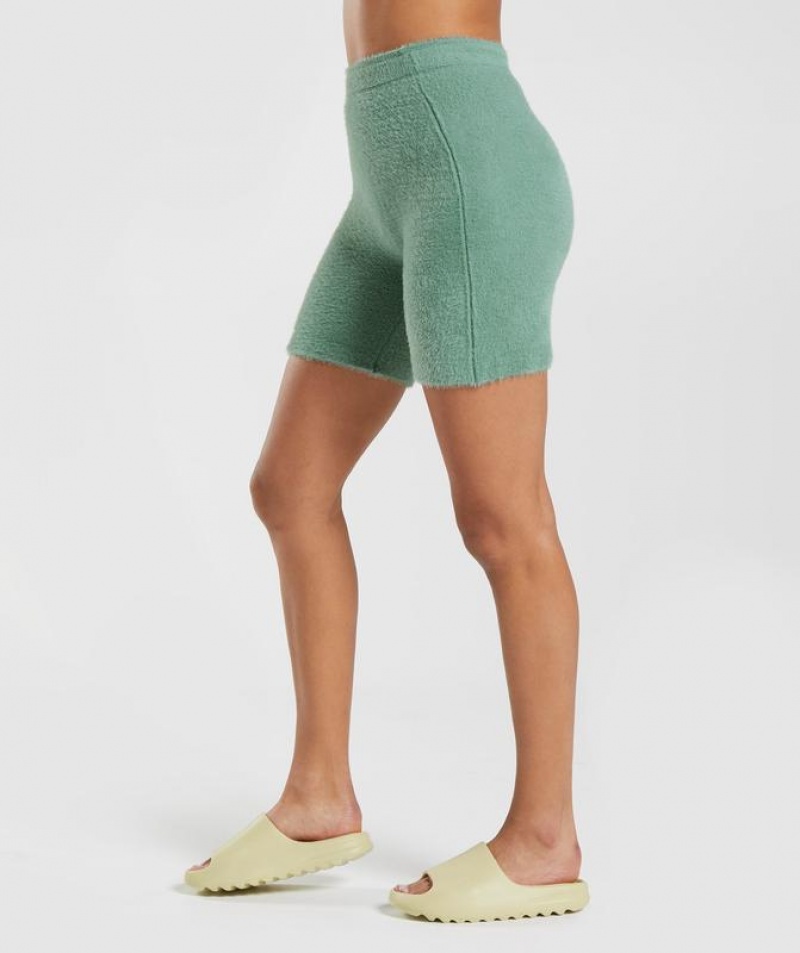 Short Gymshark Whitney Eyelash Knit Shorts Verde | UIPXT0481