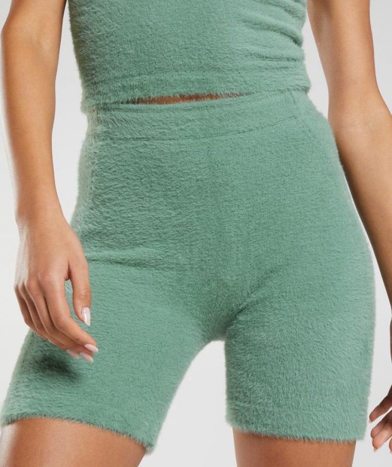 Short Gymshark Whitney Eyelash Knit Shorts Verde | UIPXT0481