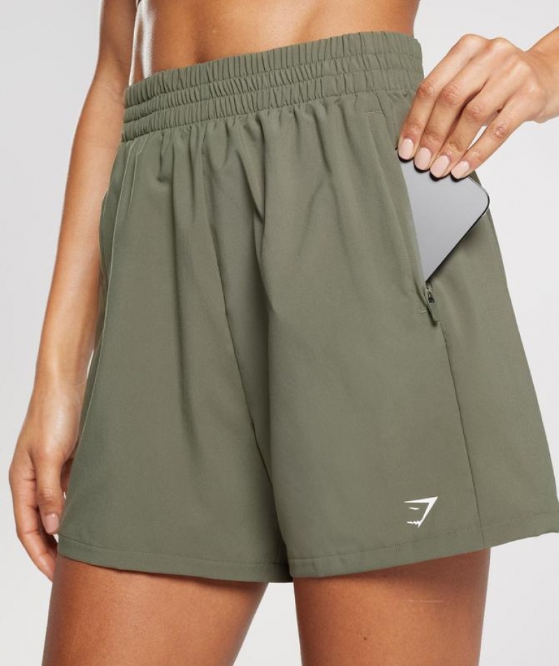 Short Gymshark Woven Pocket Shorts Verde Oliva | TWQYJ0875