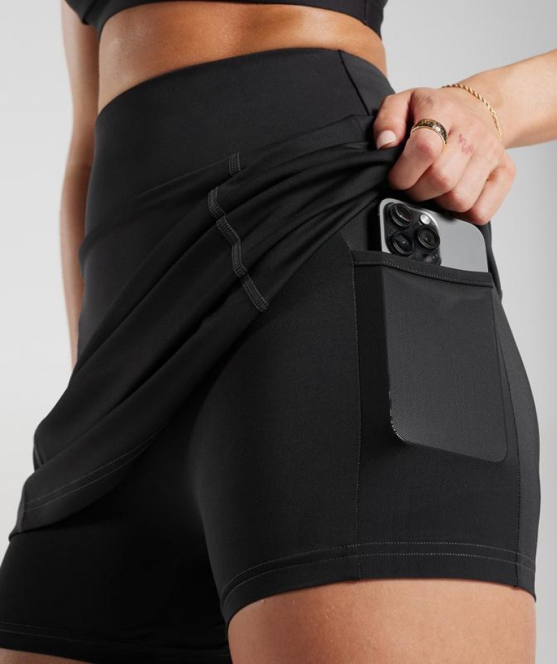 Skort Gymshark Deporte Skort Negras | JXGAI2381