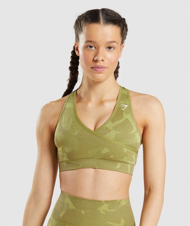 Sports Bras Gymshark Adapt Camo Seamless Sports Bra Verde | LCIRZ0915