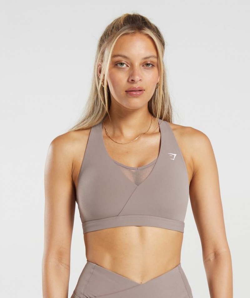 Sports Bras Gymshark Crossover Sports Bra Washed Mauve | CSVPN0486