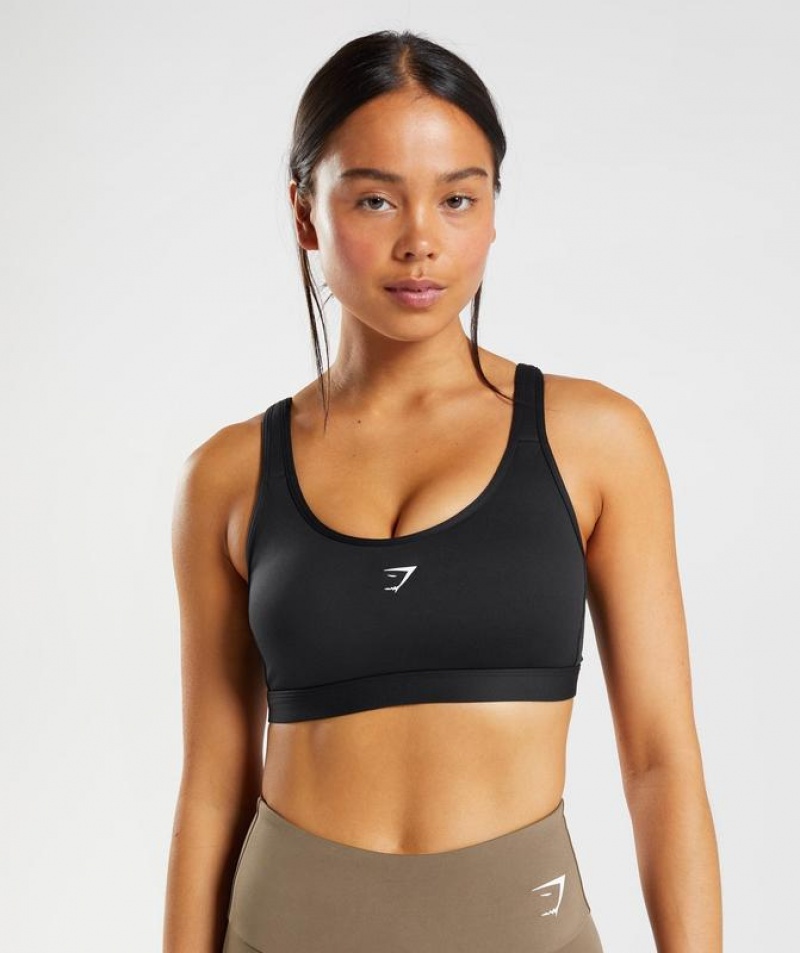 Sports Bras Gymshark Fraction Sports Bra Black/White | WXRZT7915