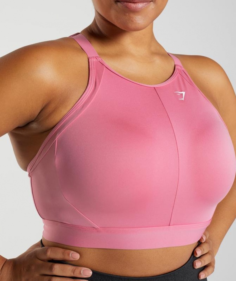 Sports Bras Gymshark High Neck High Support Sports Bra, B/C-E/F Rosas | RBENM0638