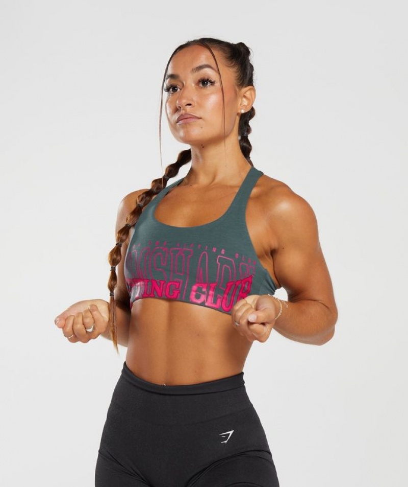 Sports Bras Gymshark Lifting Estampadas Bralette Smokey Teal | KIQML4860