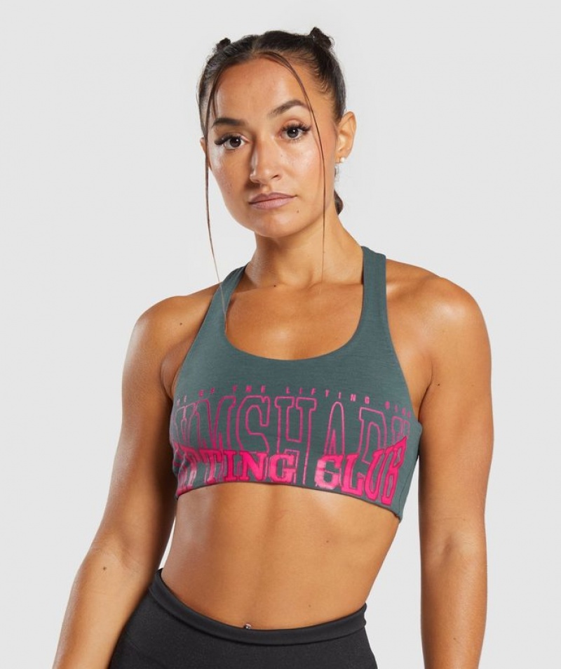 Sports Bras Gymshark Lifting Estampadas Bralette Smokey Teal | KIQML4860