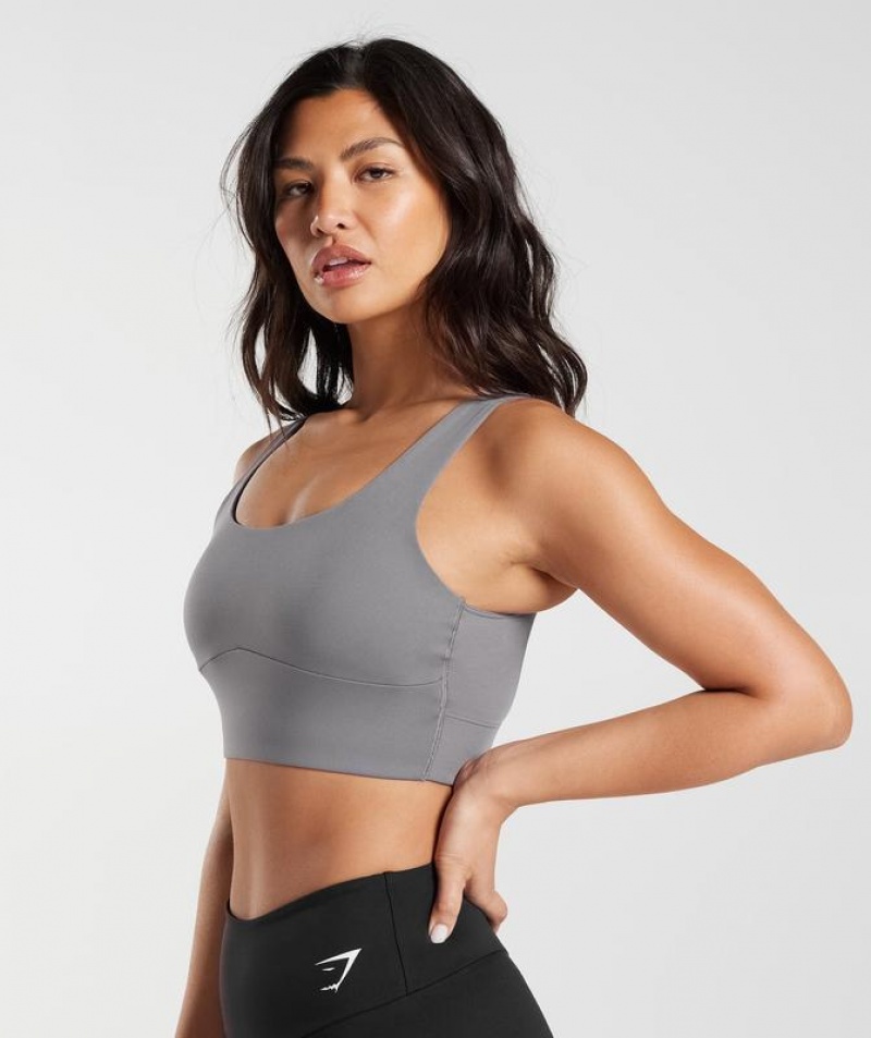 Sports Bras Gymshark Longline Sports Bra Titanium Gris | XPICQ6920